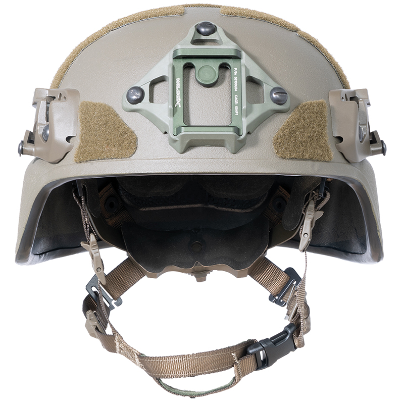 Ballistic helmet AMP-1 TP in high cut made by Busch PROtective for patrol officers - front