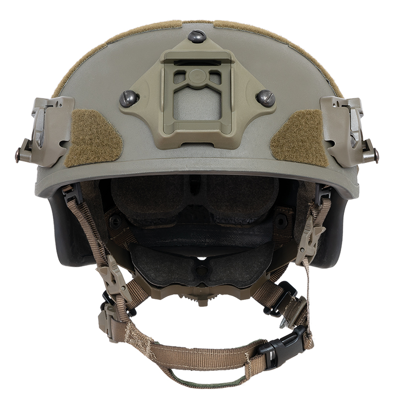 Ballistic helmet AMP-1 TP in high cut from front made by Busch PROtective