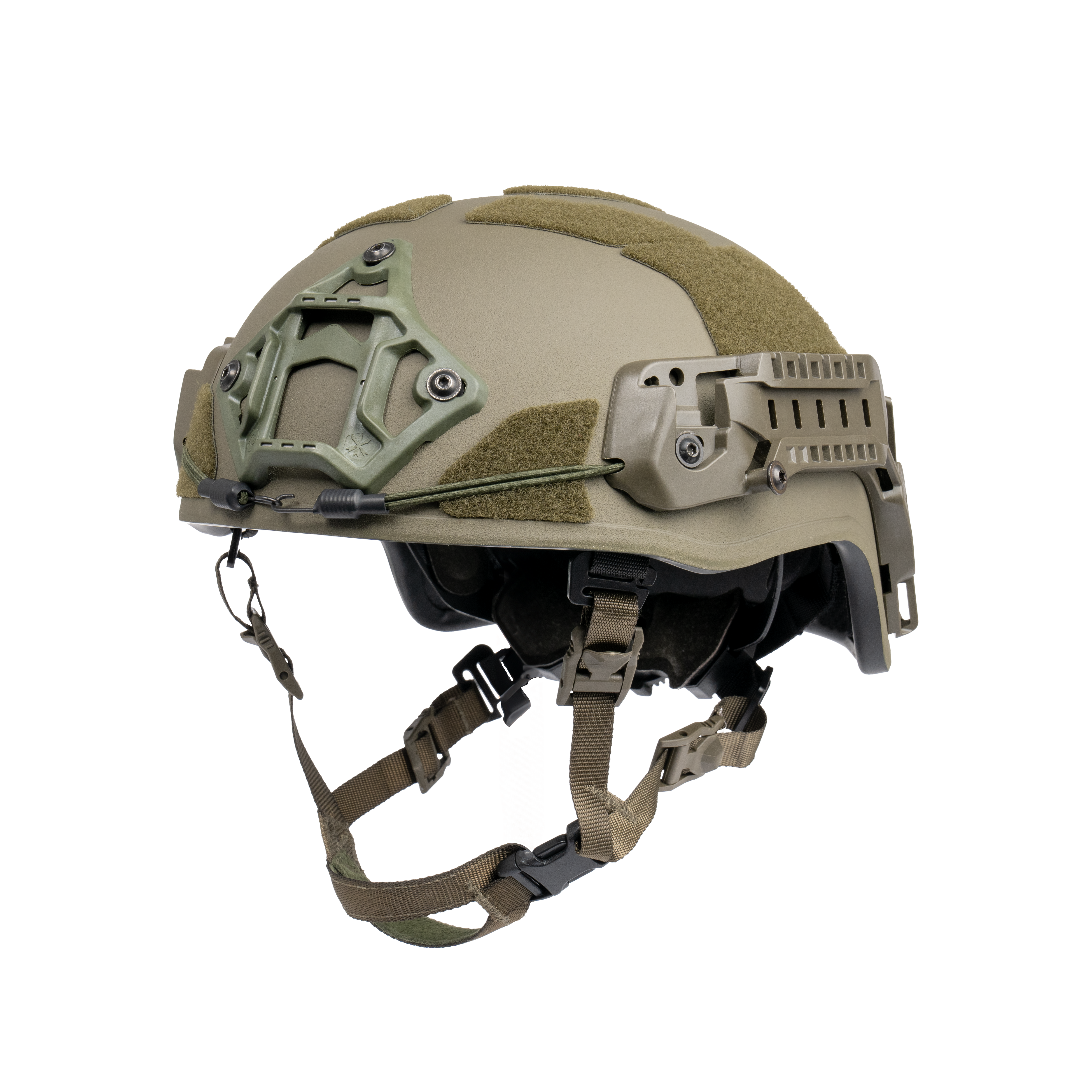 Ballistic, boltless helmet AMP-1 X in high cut for law enforcement operations. Photo from the front left.