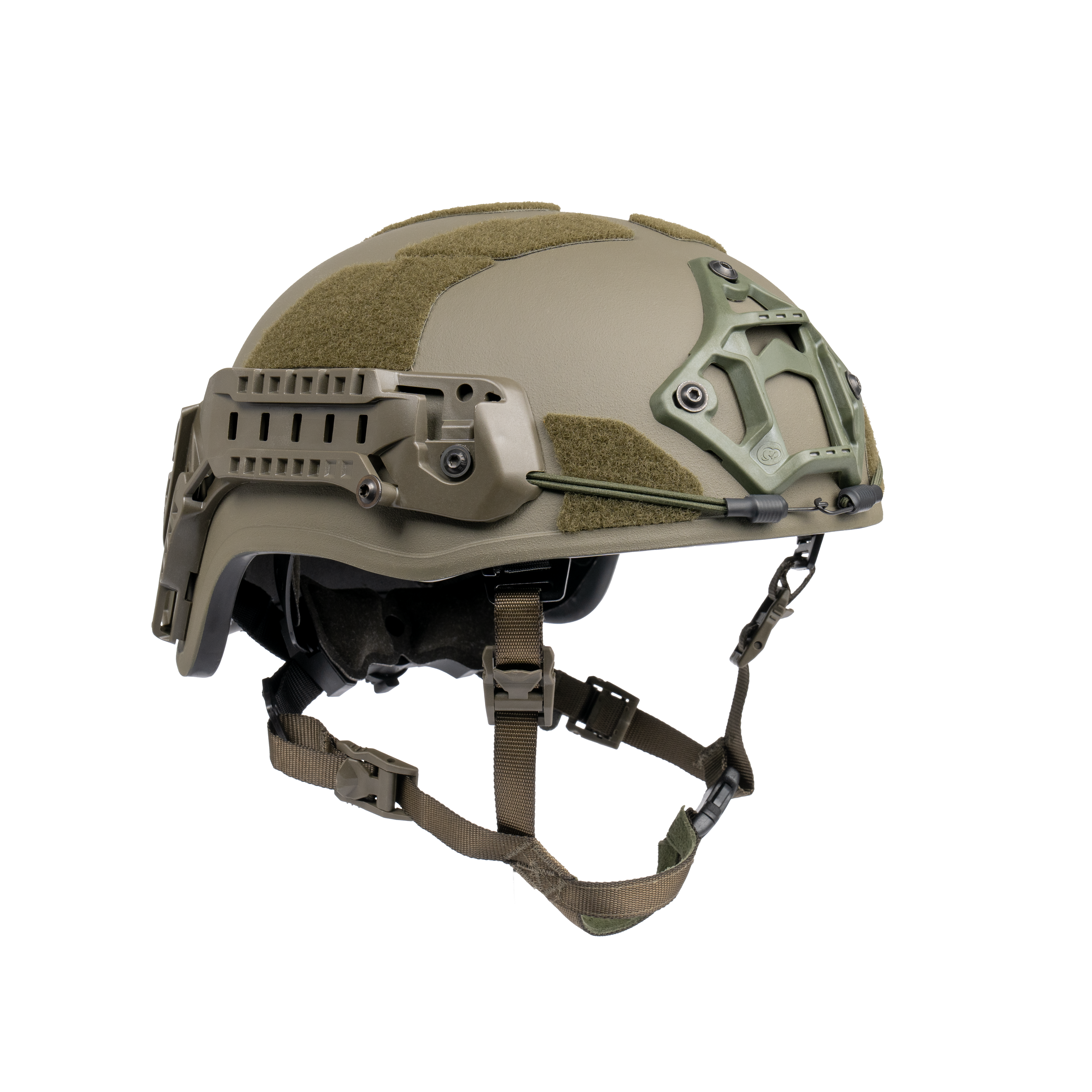 Ballistic, boltless helmet AMP-1 X in high cut for law enforcement operations. Photo from the front right.