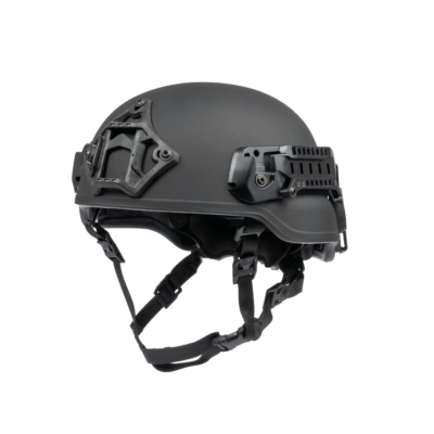 busch-protective-ballistic-helmet-AMP_1_X_MidCut_black_front_left_144dpi Ballistic, boltless helmet AMP-1 X in black and mid cut for law enforcement. Photo from the front left.