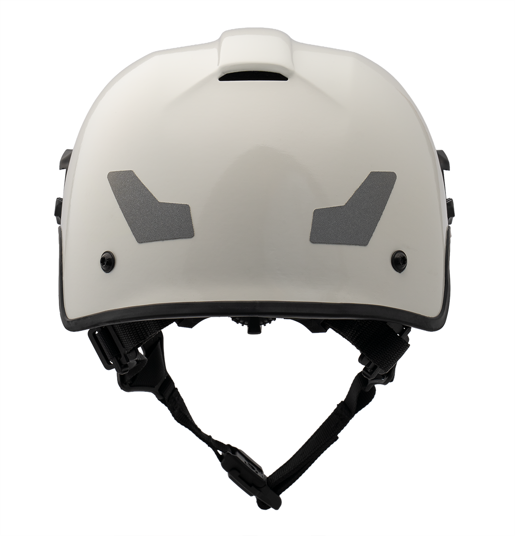 SAR helmet ATR-1 M made by Busch PROtective in white from the back
